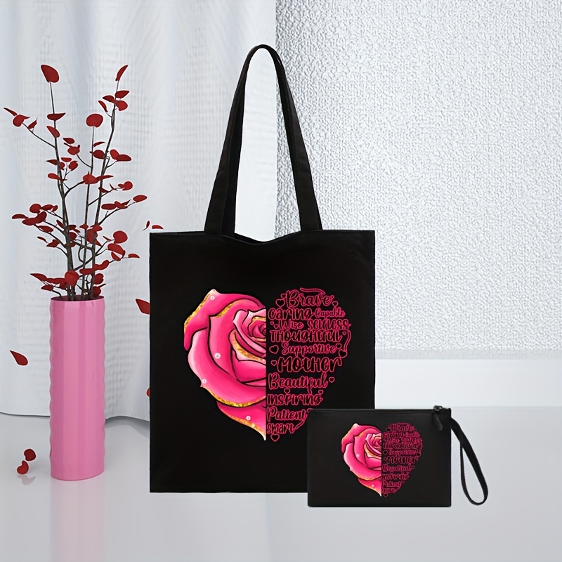 Pink Rose Printed Clutch Bag