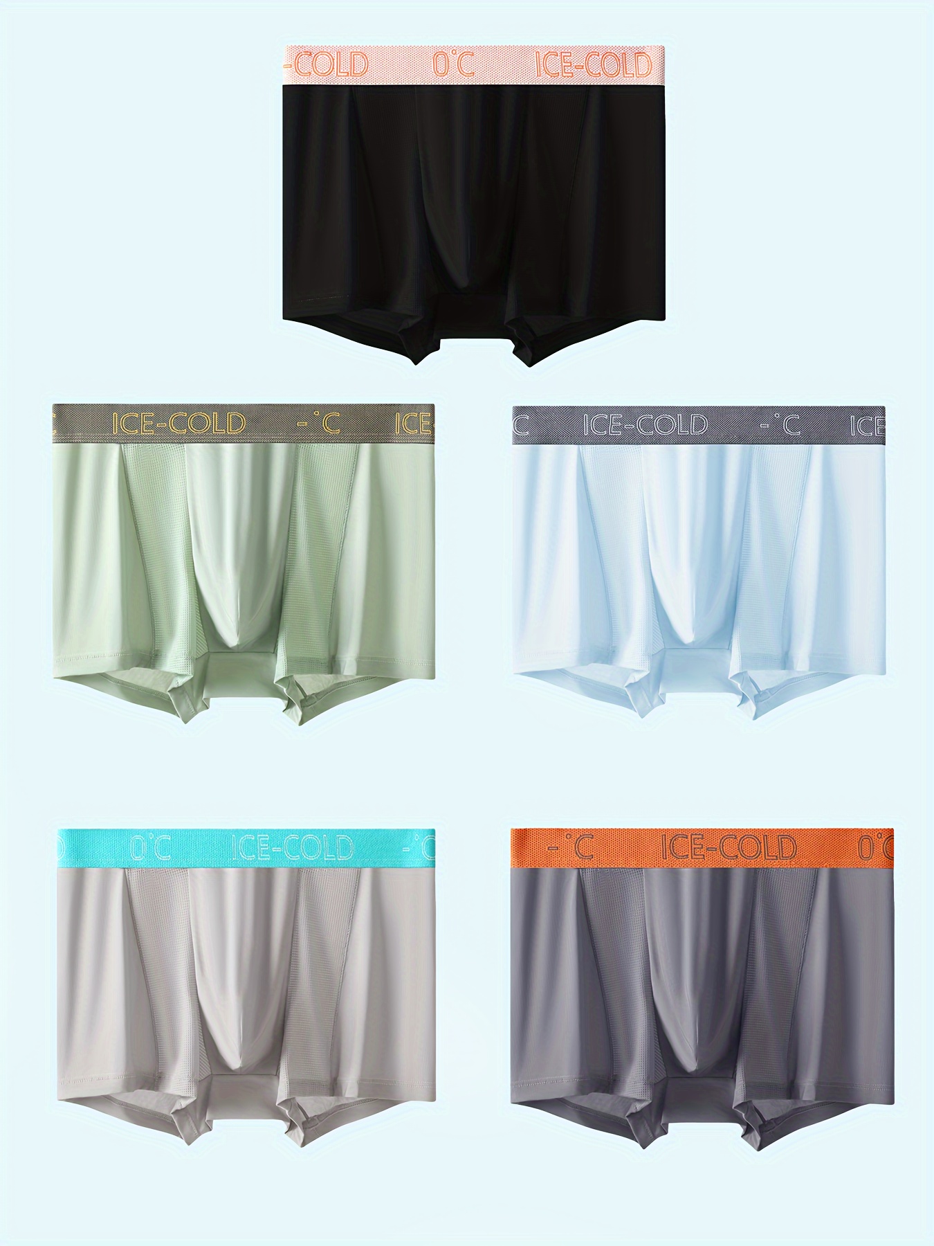 Men's Underwear Ultra Thin Boxer Briefs Ice Silk Breathable Mesh