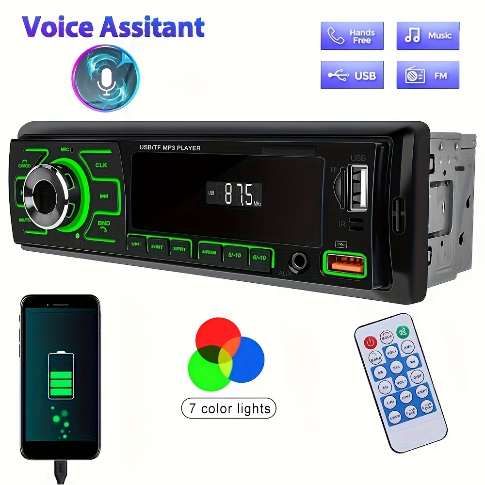 Bluetooth-Autoradio 1din Universal-Autoradio Eingebautes Mikrofon  Freisprecheinrichtung Digitaler Mediaplayer Smartphone-Ladegerät mit  Fernbedienung