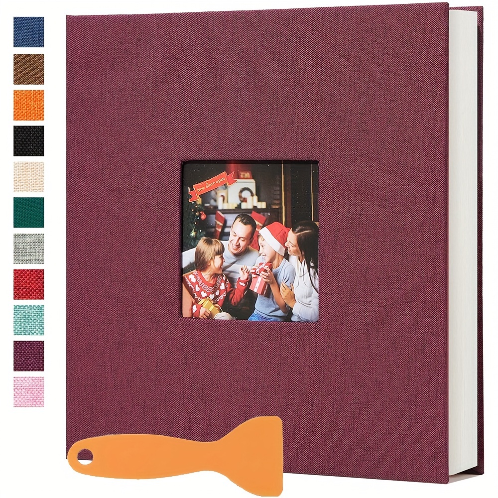 Lanpn Álbum de fotos autoadhesivo, álbum de recortes, 40 páginas, álbumes  de fotos de lino, páginas magnéticas adhesivas con capacidad para fotos de  4
