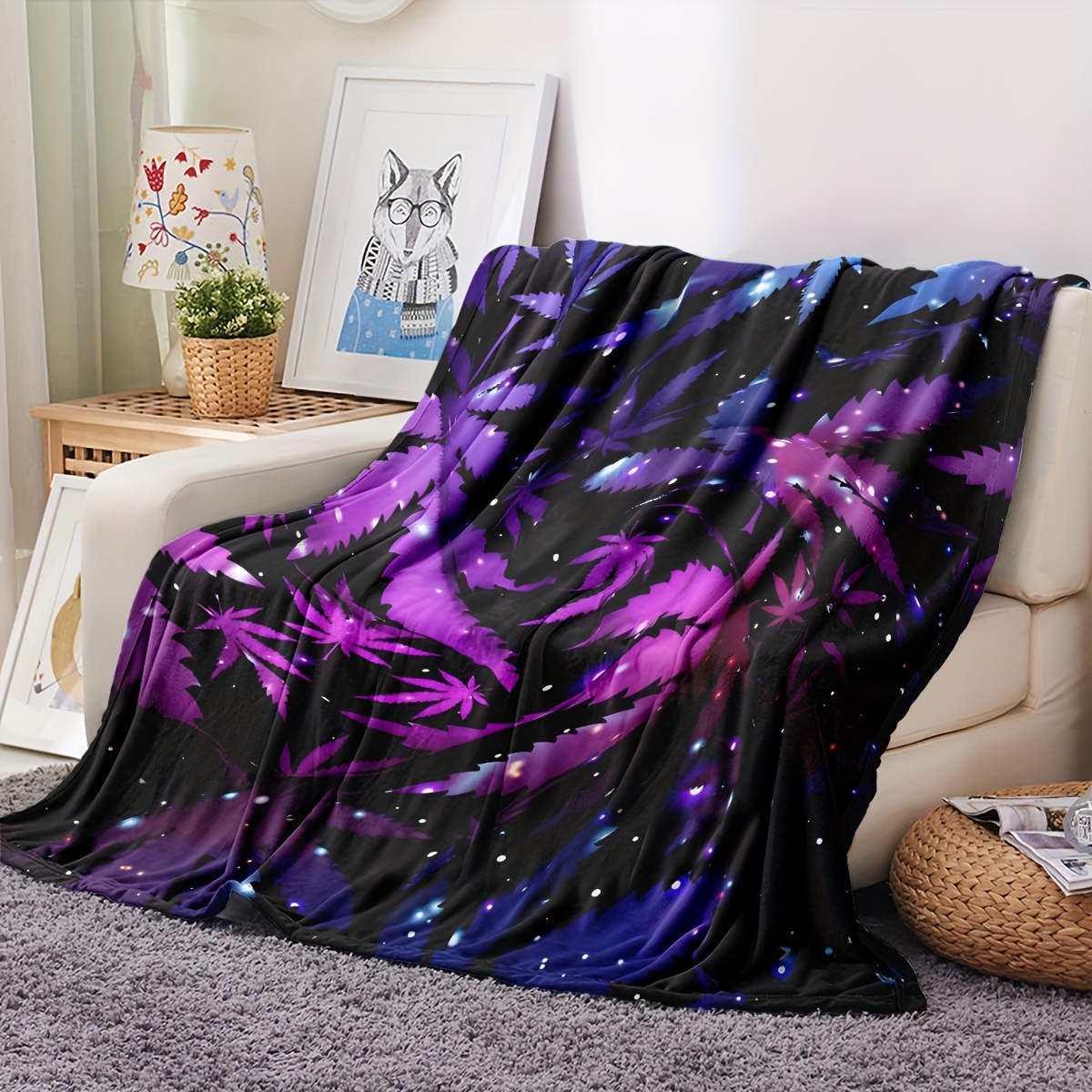 Purple blanket with online stars