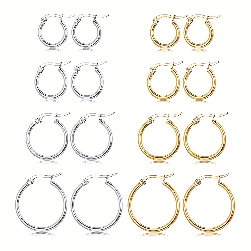 Stainless Steel Round Big Circle Hoop Earring Hoops Gold - Temu