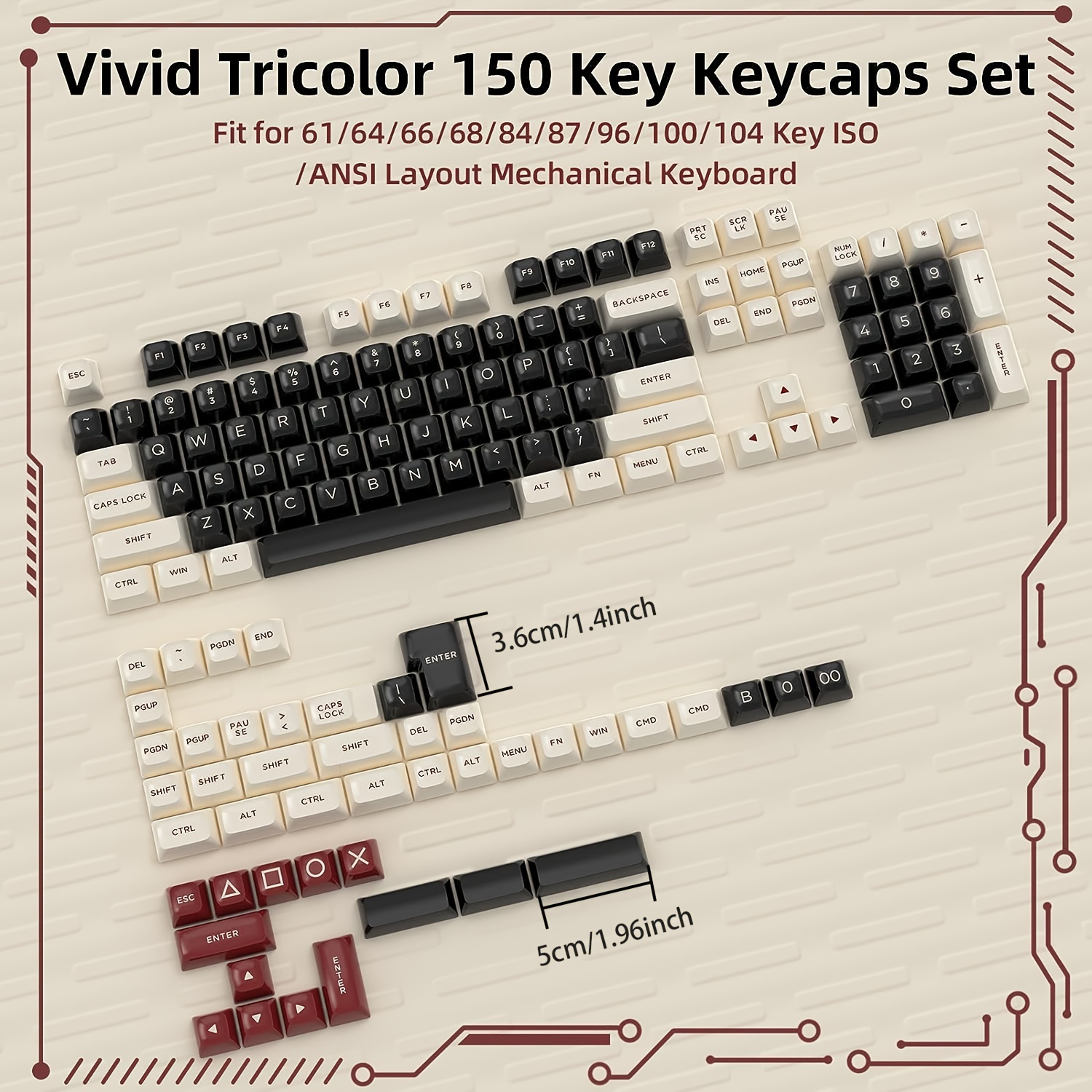 104 Key Custom PBT Keycap Set Double Shot OEM Profile for  61/68/87/98/100/104Key TKL 60% and Full Size Cherry MX Gateron Kailh Outemu  Cross Type