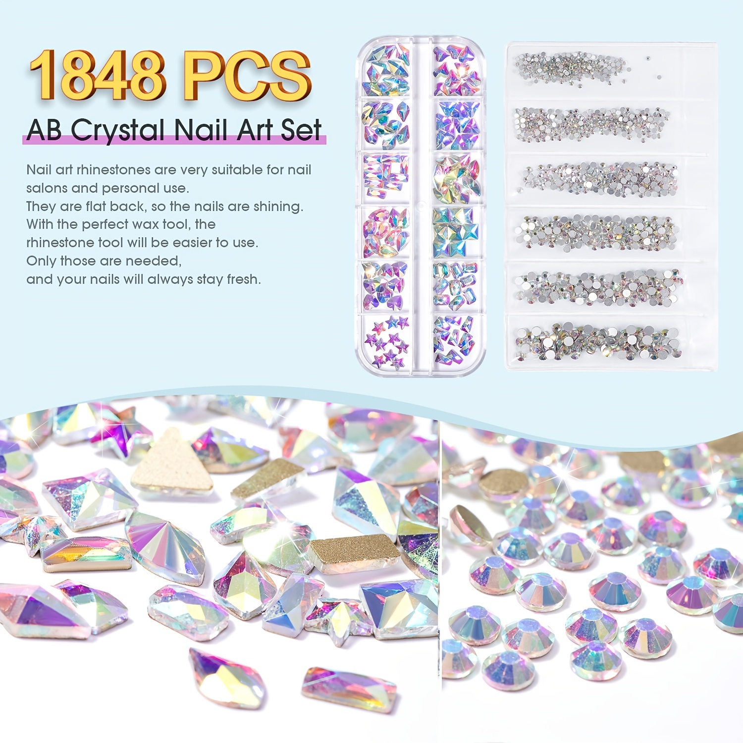 YADADA 1848Pcs Uñas Artificiales Brillantes 12 Estilos De - Temu