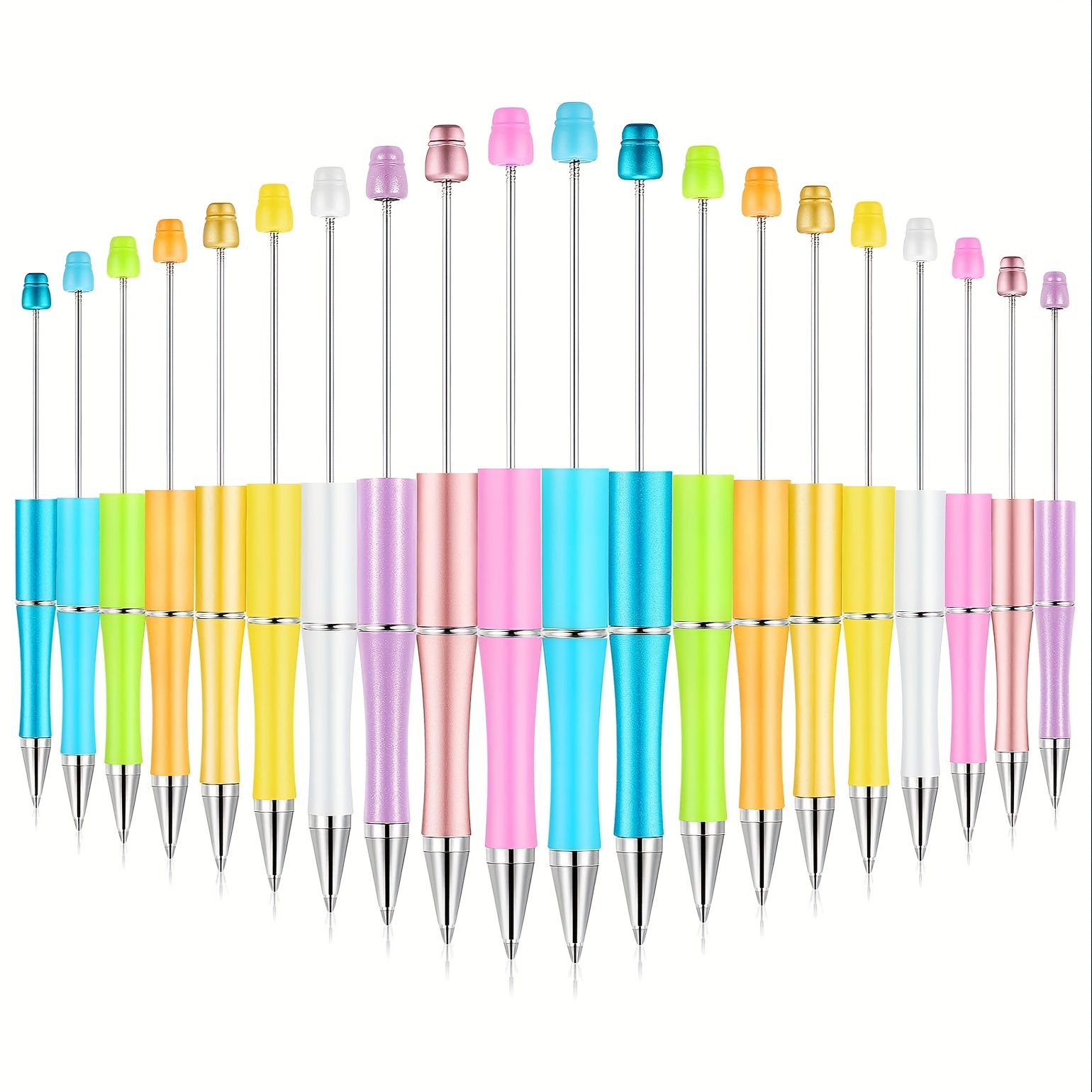 Plastic Beadable Pen Bead Ballpoint Pen Assorted Bead Pen Shaft Black Ink  Rollerball Pen with Extra Refills for Kids Students Office School Supplies,  10 Colors (10) : Office Products 
