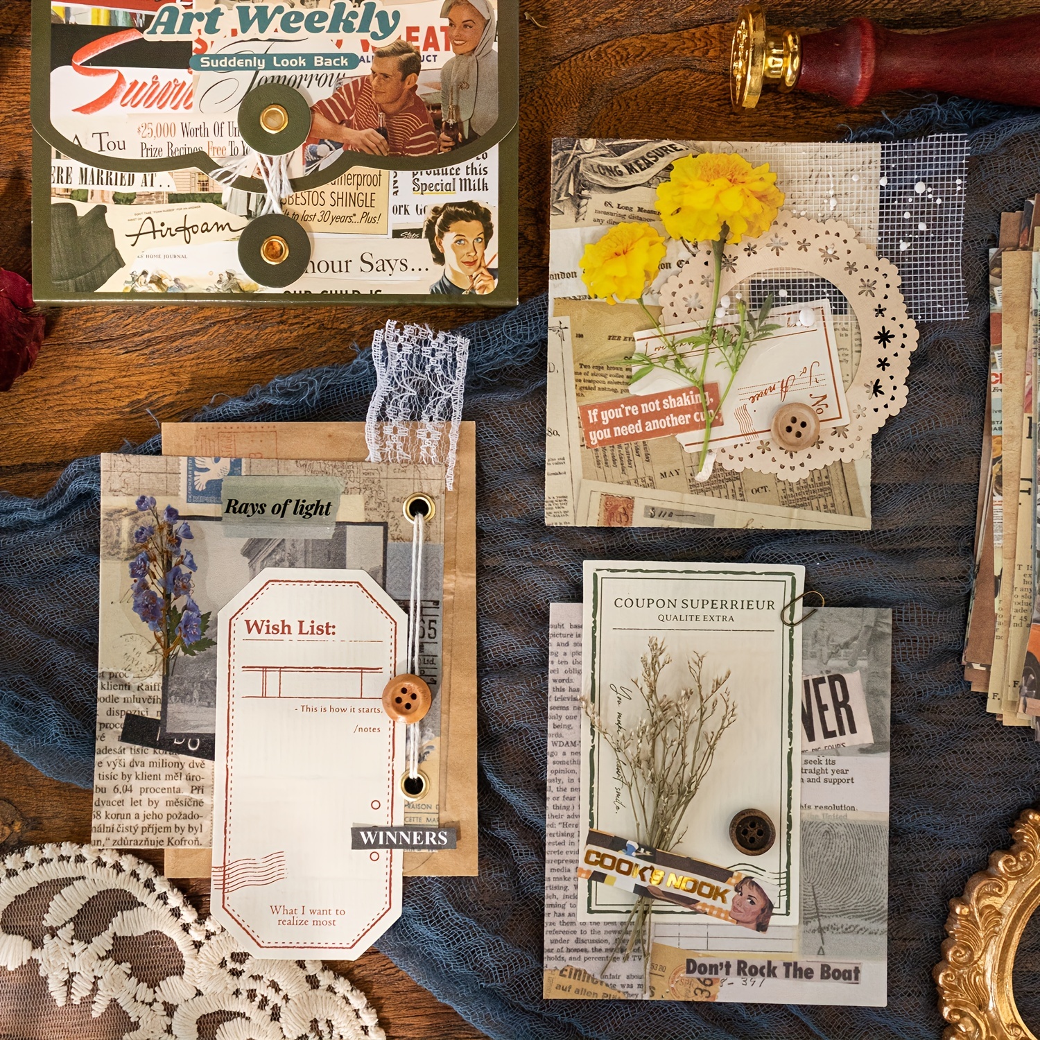Vintage Paper Crafting Kit Junk Journaling Kit Handmade & Vintage Ephemera  Kit Junk Journaling Supplies 