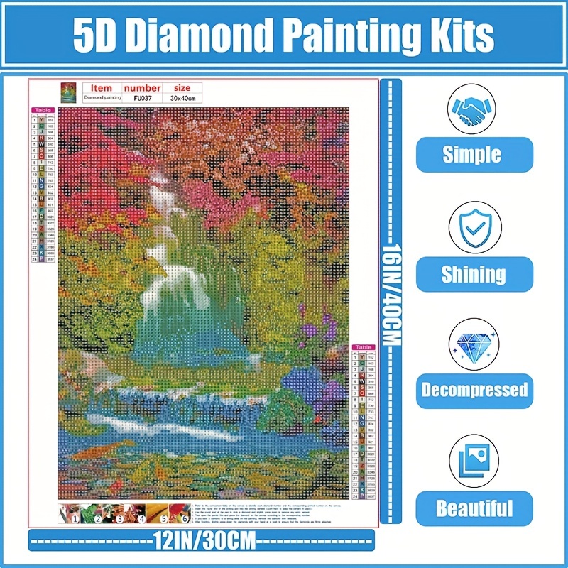 5d Diy Diamond Painting Kits For Adults Kids Waterfall Full - Temu