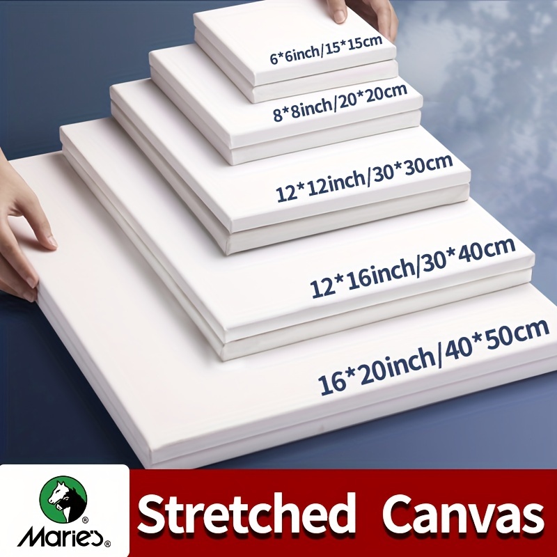 

Marie's 3 Packs Stretched Canvas With 6x6", 8x8", 12x12", 12x16", And 16x20", Primed White Canvas Art Supplies For Acrylic, Oil, Acrylic Pouring Painting, Perfect For Students, & Professionals