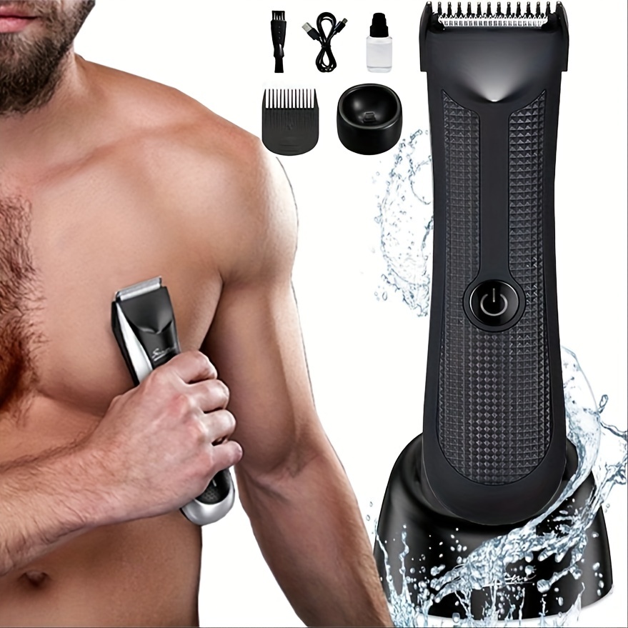 Groin Hair Trimmer for Men, Electric Ball Trimmer Shaver, Bikini Trimmer Women, Waterproof Electric Body Shaver for Men with LED Indicator, Nose and E