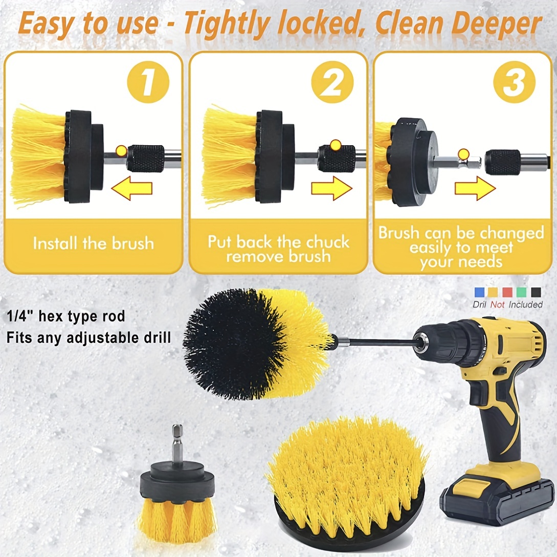 Bathroom Drill Brush Attachment Set Power Scrubber Cleaning Tools