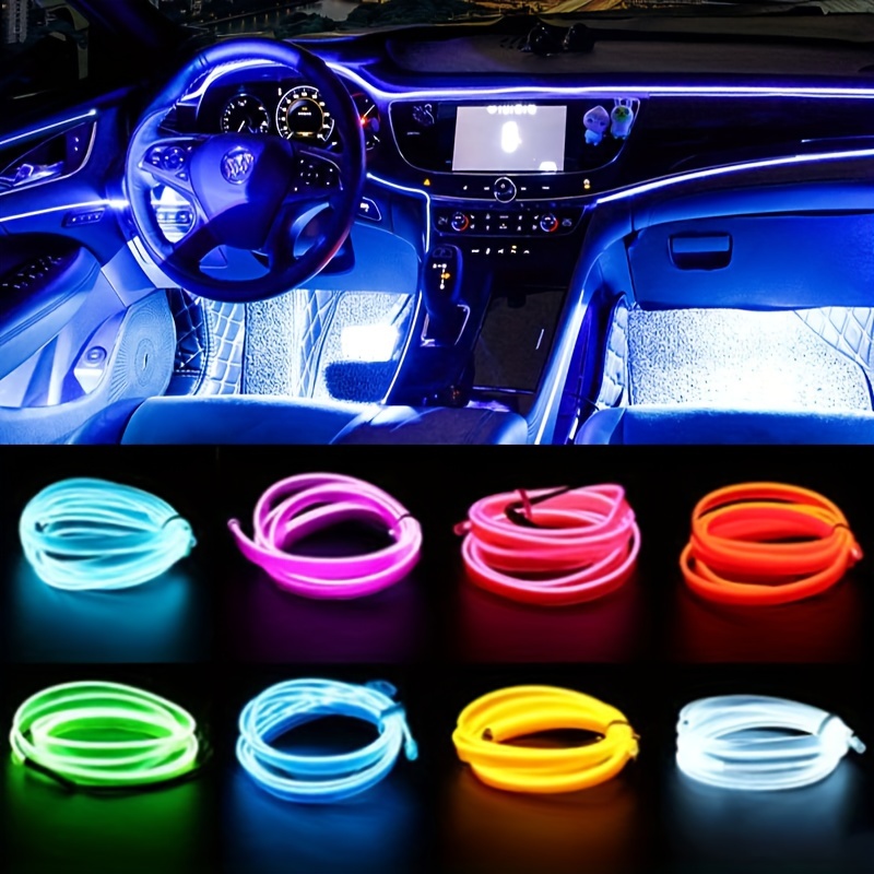 2M voiture intérieur Led lampe décorative EL câblage néon bande pour Auto  bricolage Flexible lumière ambiante USB fête atmosphère Diode - Temu France