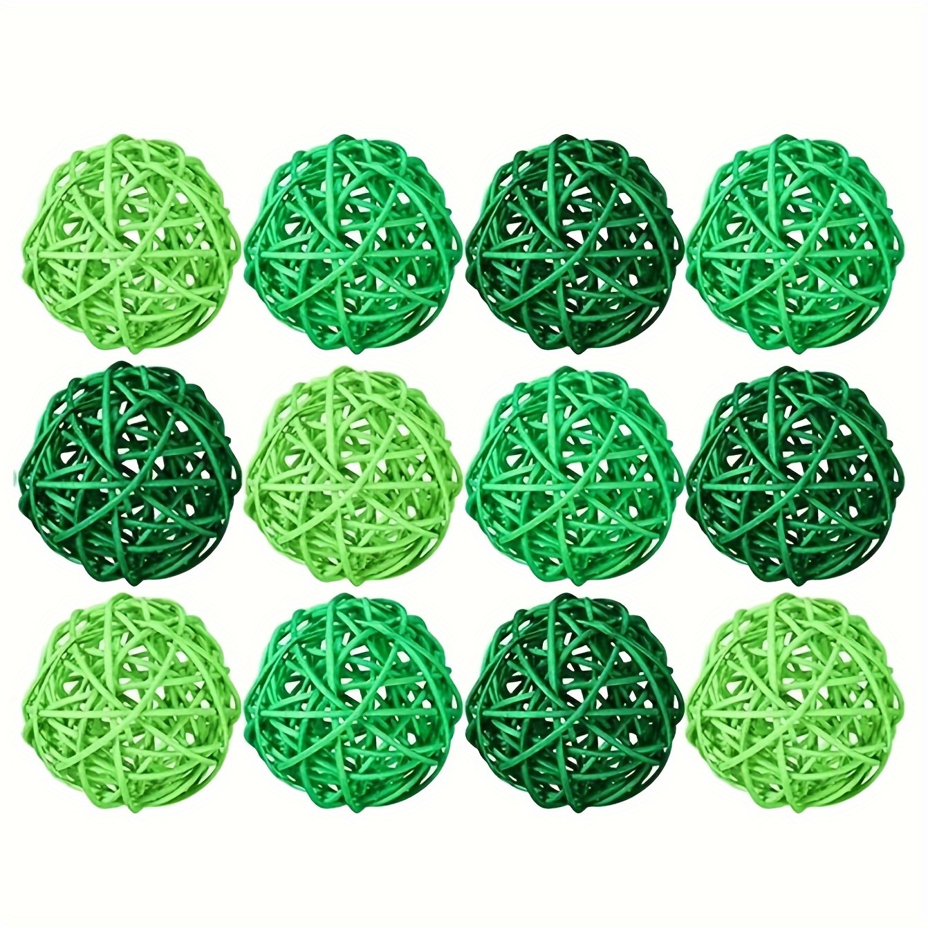 18 Pcs Green Moss Decorative Balls Wicker Rattan Cord Balls Set, Vase Bowl  Filler Balls Hanging Balls for Christmas Centerpieces Home Tree Garden