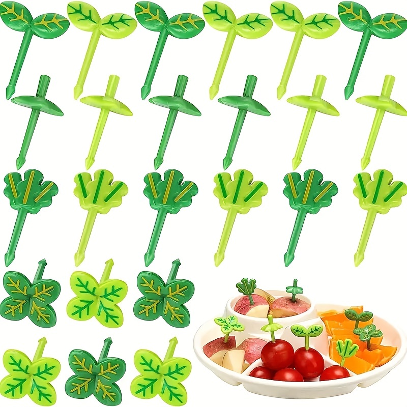 Mini Cartoon Food Picks Fruit Forks Toothpick Leaves Plastic - Temu