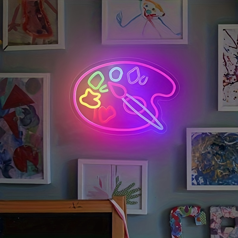 1pc Studio Room Led Lights, Pink Painting Decorative Neon Lights, Aesthetic  Operating Lights, Door Decor, Neon Lights For Living Room Accessories (15.