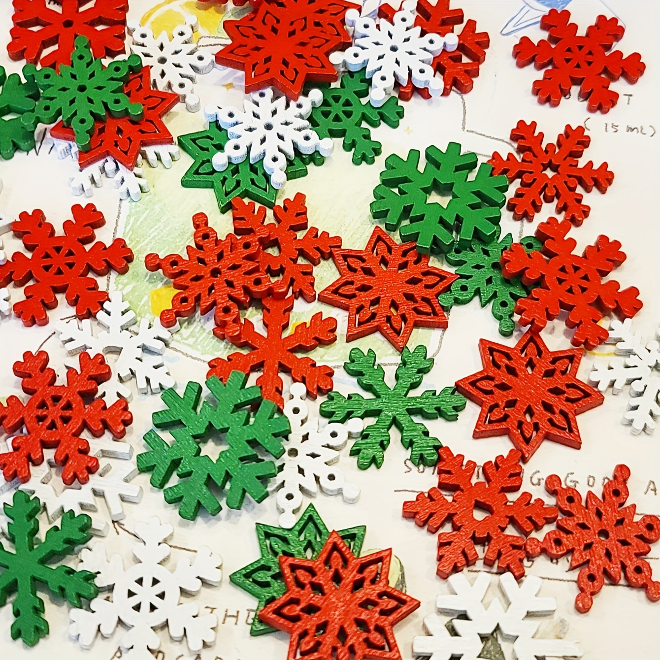 Snowflake Buttons Christmas Wooden Mixed Colorful Buttons - Temu