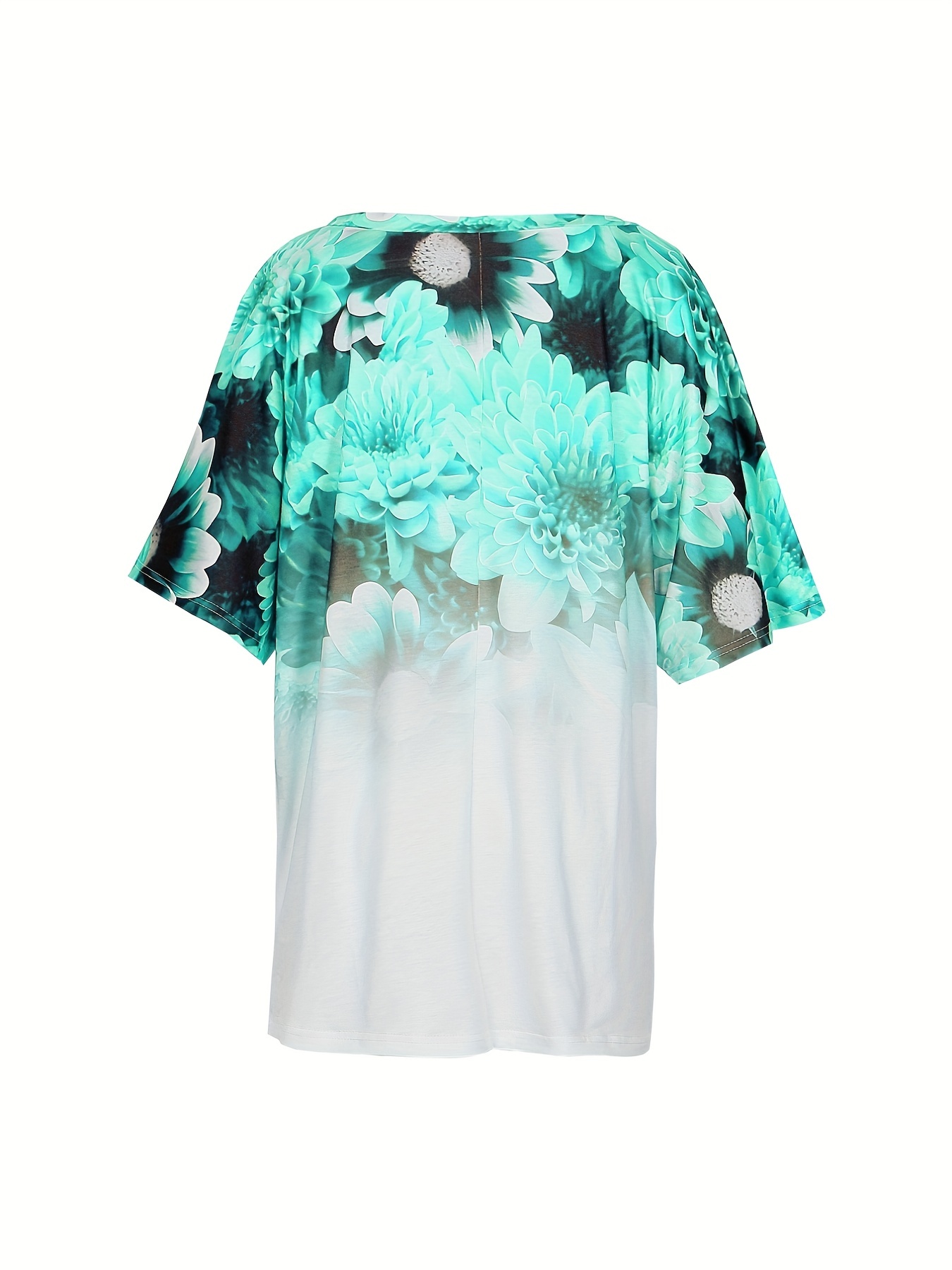 Plus Size Casual T shirt Women's Plus Sunflower Print Short - Temu