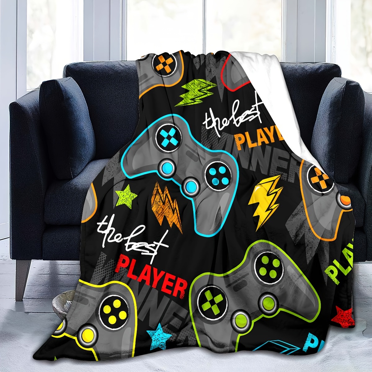 

1pc Gamepad Printed Blanket, Blanket, Blanket For Sofa Bed Camping Travelling, Blanket