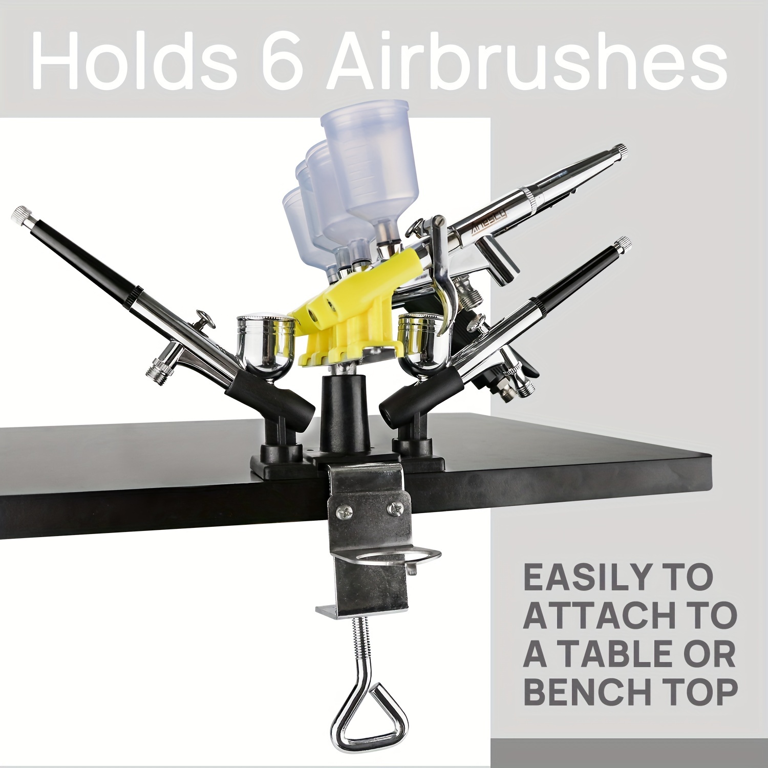 Airbrush Holder Gravity Stand Kit for Air Brush Paint Spray Gun Holding 4  Clamp-On Mount Table Bench Station