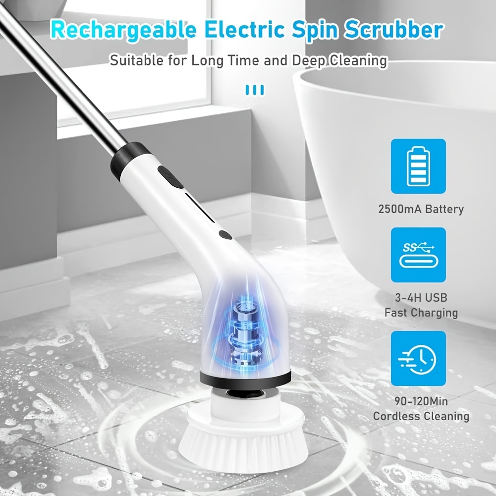 Electric Spin Scrubber With 8 Replaceable Brush Head Power - Temu