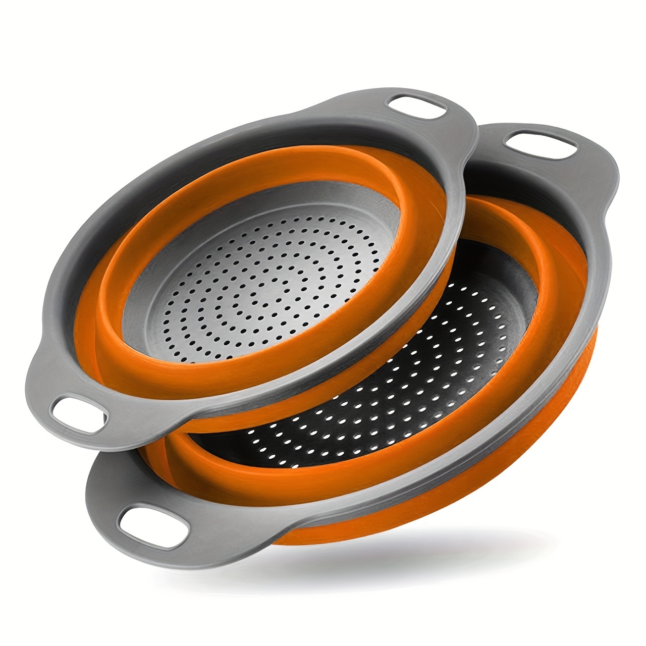 2pcs Collapsible Silicone Drain Basket for Camping Portable Fruit Vegetable Wash