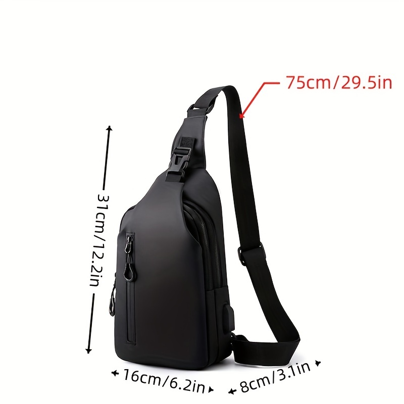 Casual Messenger Bag Men's Large Capacity USB Charging Chest Bag