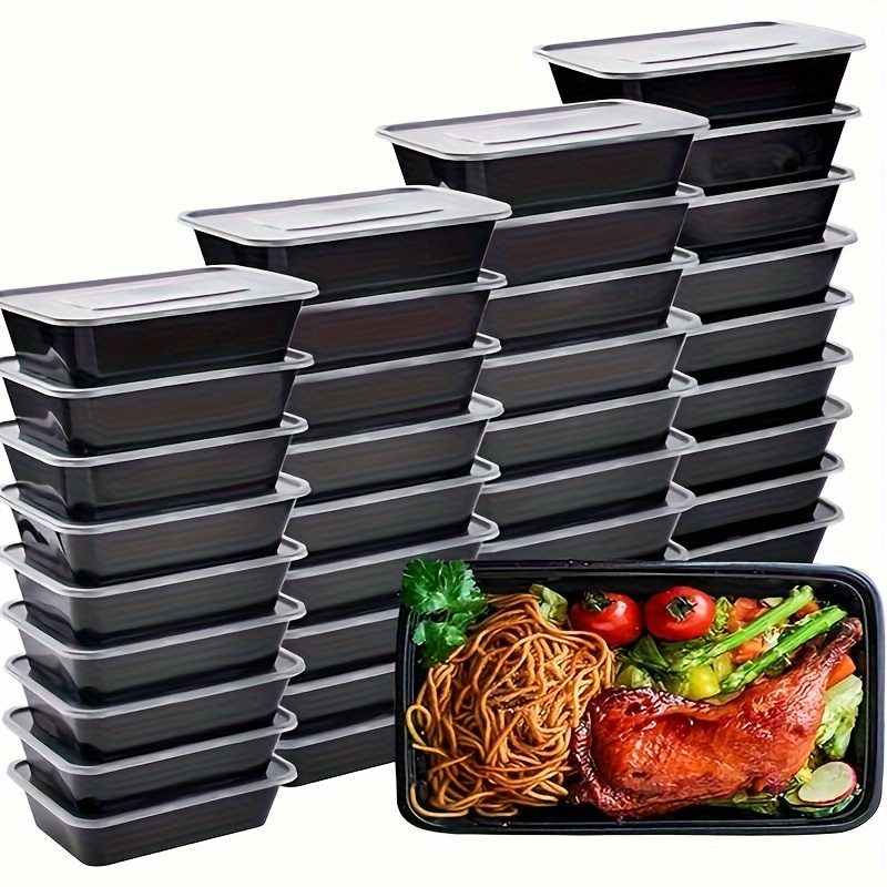 Glotoch 50Pack 34oz Meal Prep Container Microwave Safe,Disposable 3  Compartment Plastic Food Prep Containers with Lids for Food,Leftover BPA  Free