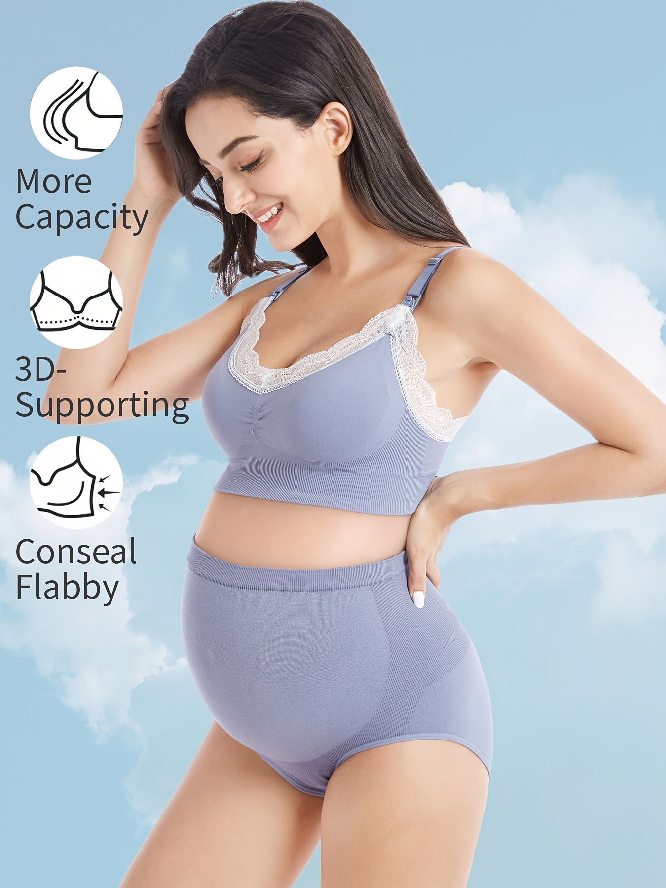 Women's Solid Lace Panel Nursing Bras For Breastfeeding, Ultra Soft  Wireless Maternity Bra, Women's Lingerie & Underwear