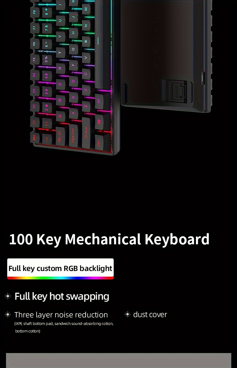 Yg100 Mechanical Keyboard Kit Rgb Light Single Mode Wired - Temu