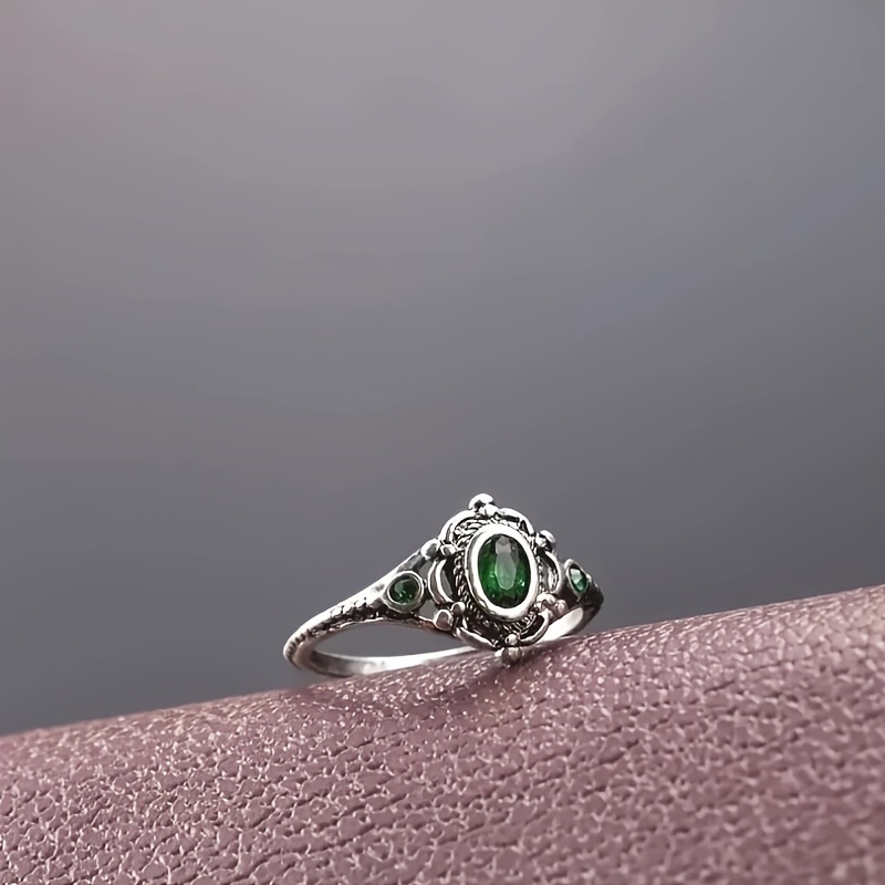 Bague Réglable Tortue Argentée - Strass Vert - Acier Inoxydable - Neuf Sans Emballage