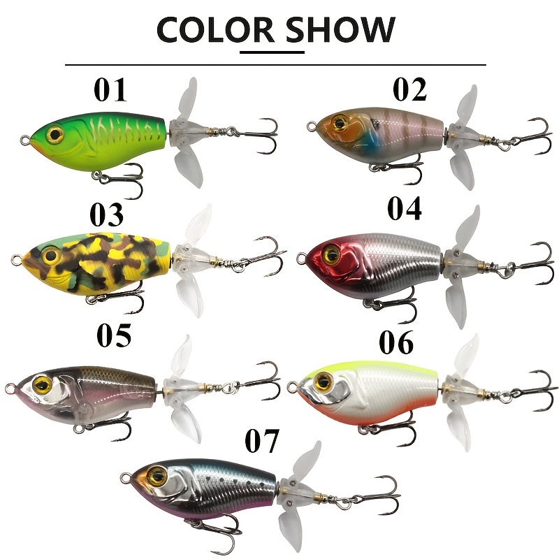 1PCS Whopper Popper Fishing Lures Topwater Rotating Tail Pencil