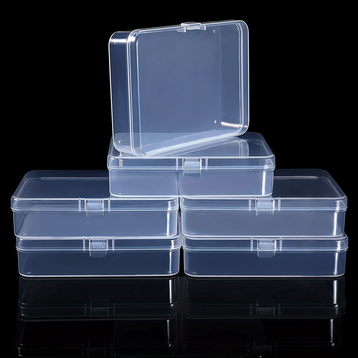 4pcs Plastic Transparent Beads Storage Container Box For Collecting Small  Items, Beads, Jewelry, Cards, Stickers And Other Crafts Portable Storage Box