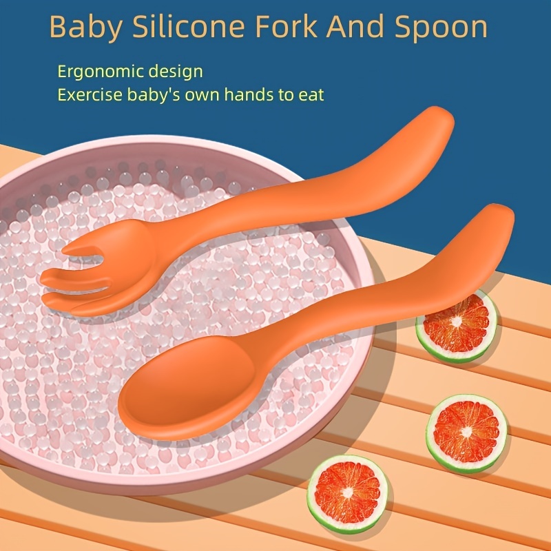 Juego De Cucharas Y Tenedores De Silicona Para Bebés: Cucharas De  Alimentación Para La Primera Etapa