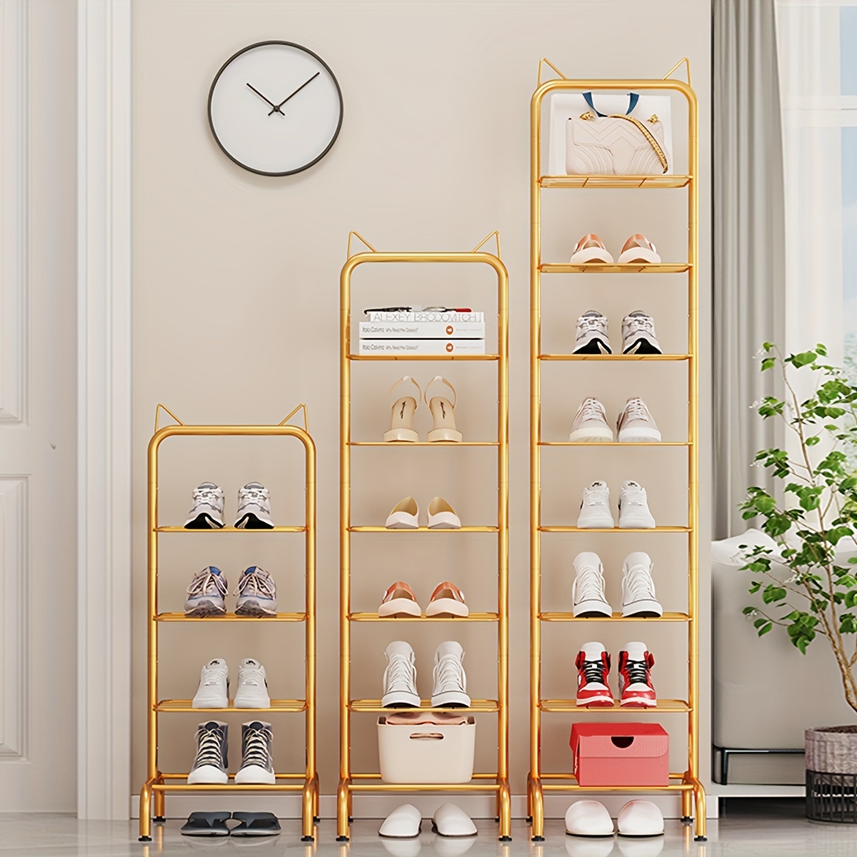 3/4/5/7 layer Metal Shoes Storage Rack Free Standing Shoes - Temu