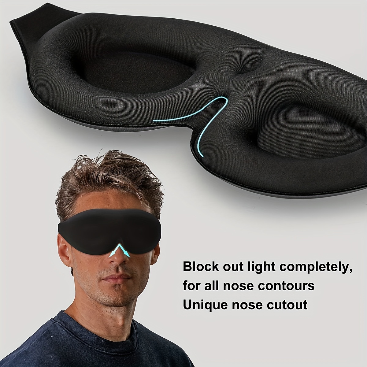 Antifaz para dormir, antifaz contorneado 3D para hombres y mujeres,  extensión de pestañas, 100% bloqueo ligero para dormir y vendar los ojos,  correa