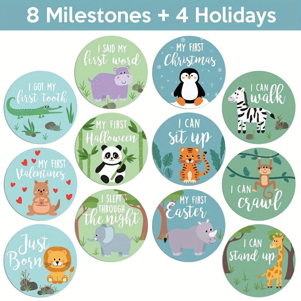 Baby Monthly Stickers Zoo Animals Baby Milestone Stickers - Temu