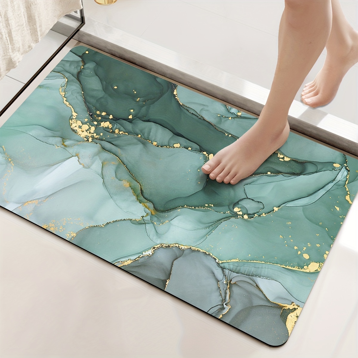 Turquoise Slab Memory Foam Bath Mat