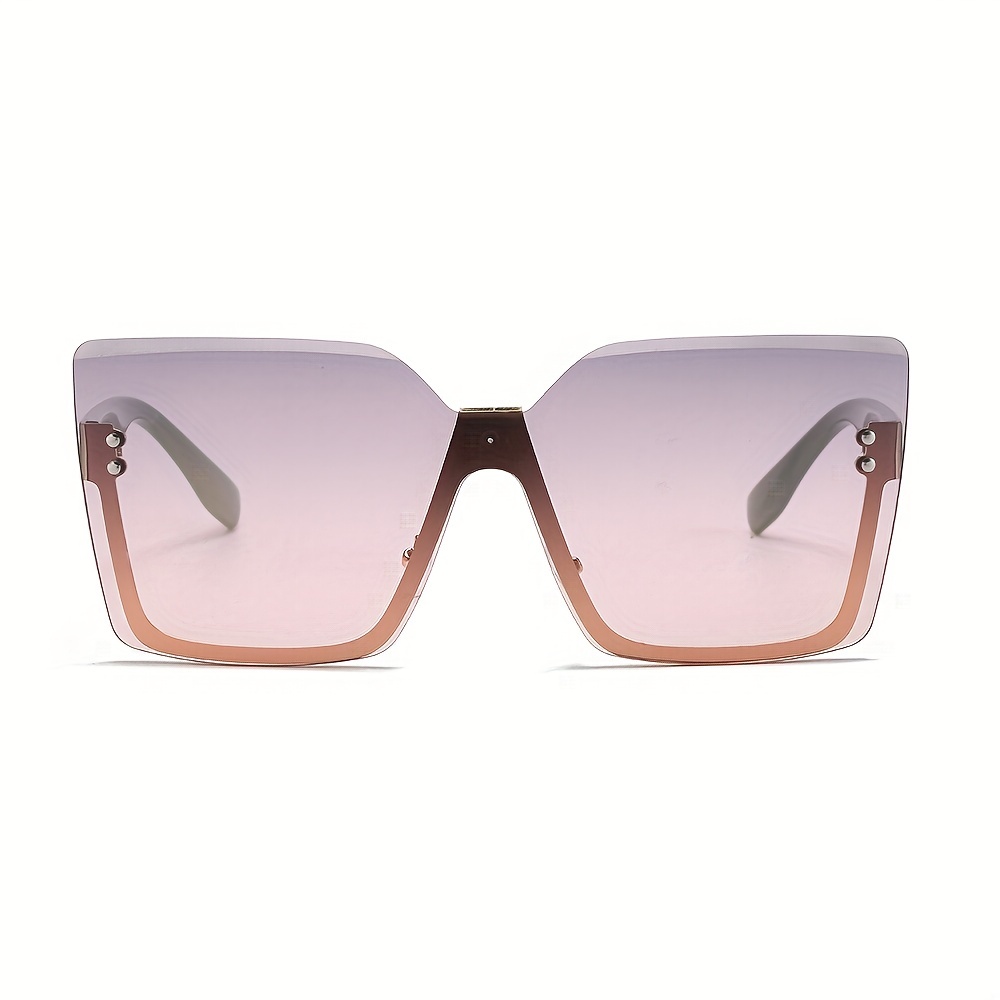 Oversized Rimless Sunglasses Gradient Lens Casual Square Glasses