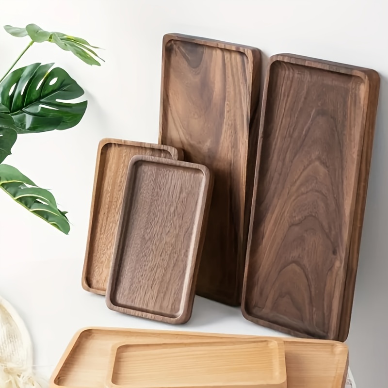 

1pc Wood Serving Tray, Rectangular Food-grade Wooden Platter For Tea, Dessert, Coffee, Snacks, Cheese, Bread - Ideal For Kitchen & Restaurant Use