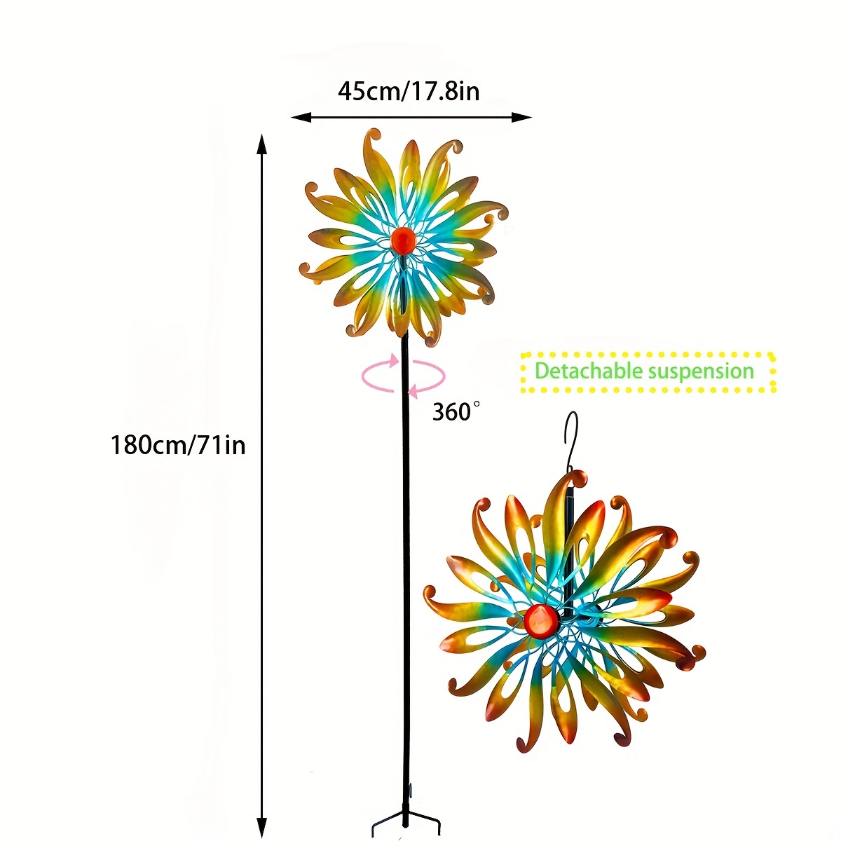 1pc Moulin À Vent Suspendu, Piquet De Jardin De Moulin À Vent En Métal,  Sculpture De