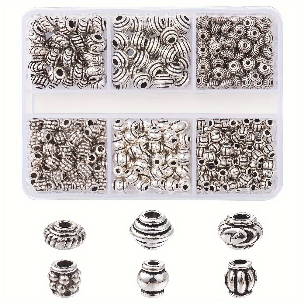 370pcs Vintage Alloy Beads - Spacers Suitable For Diy Beading, 370pcs Small Beads For Necklace & Bracelet Making, Compatible For Stringing, Wire, Crafts