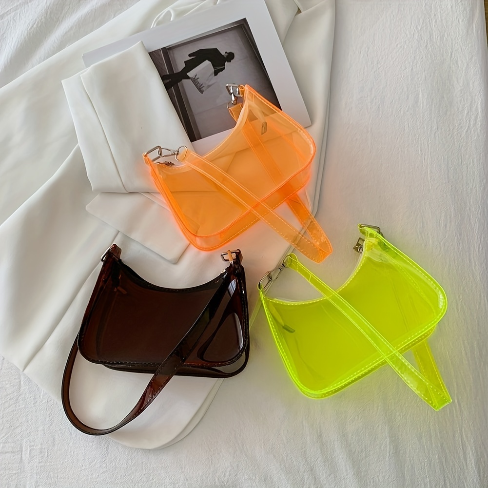 Fashion Ladies Jelly Solid Color Clear Underarm Bags Casual