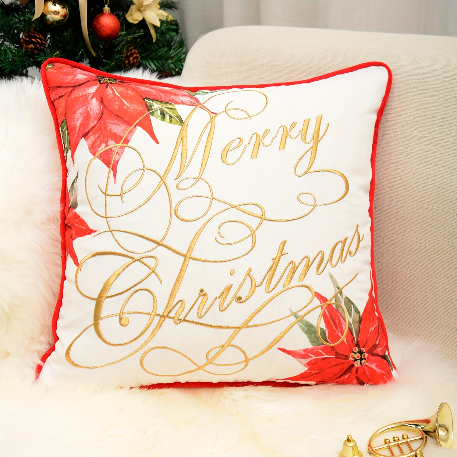 Throw Pillow Case Christmas Holiday Decoration Letter Cushion Cover Living  Room Sofa Bedroom Pillowcase Pillow Insert Not Included - Temu