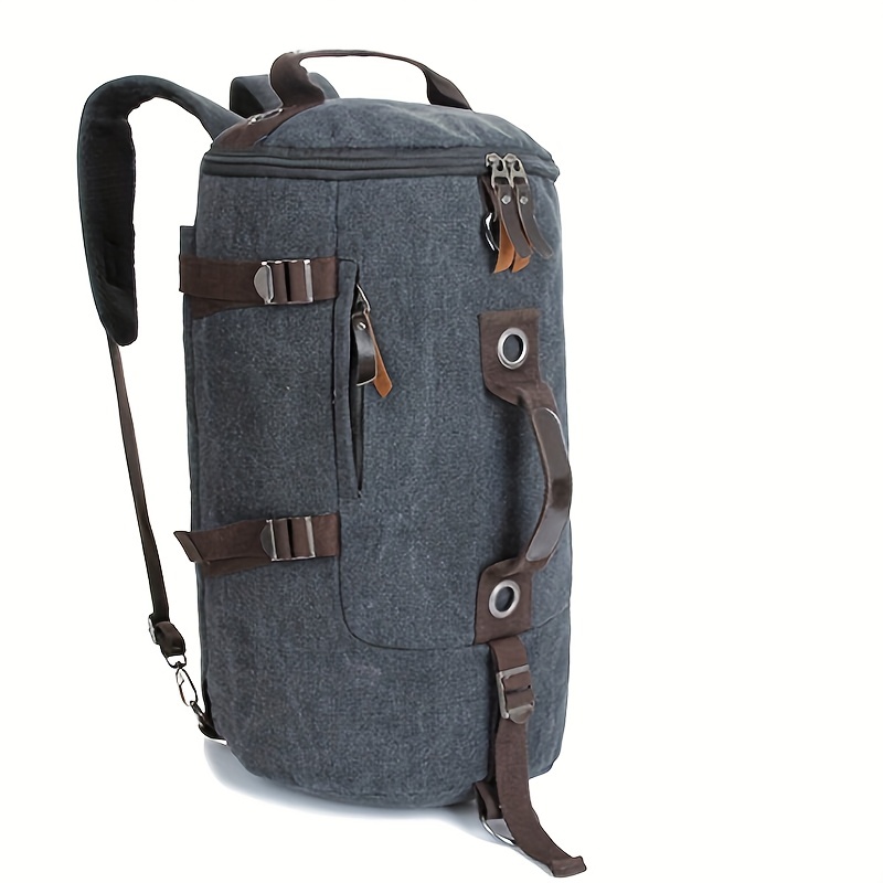 1pc New Travel Mountaineering Men\'s Bag Portable One Shoulder Double Shoulder Canvas Sports Drum Backpack Computer Bag Schoolbag