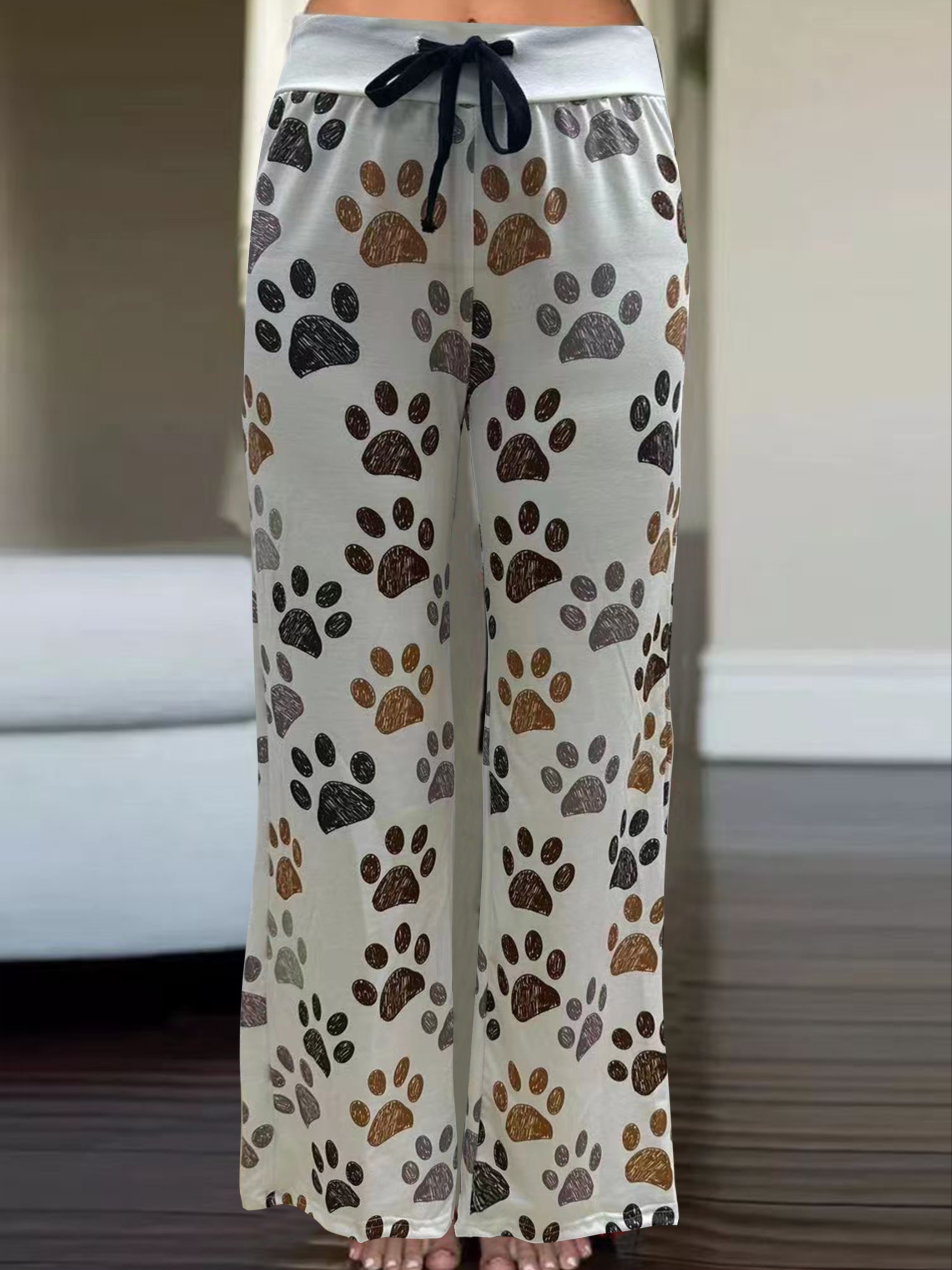 Paw Print Pants Casual Drawstring Waist Long Pants Women s Temu