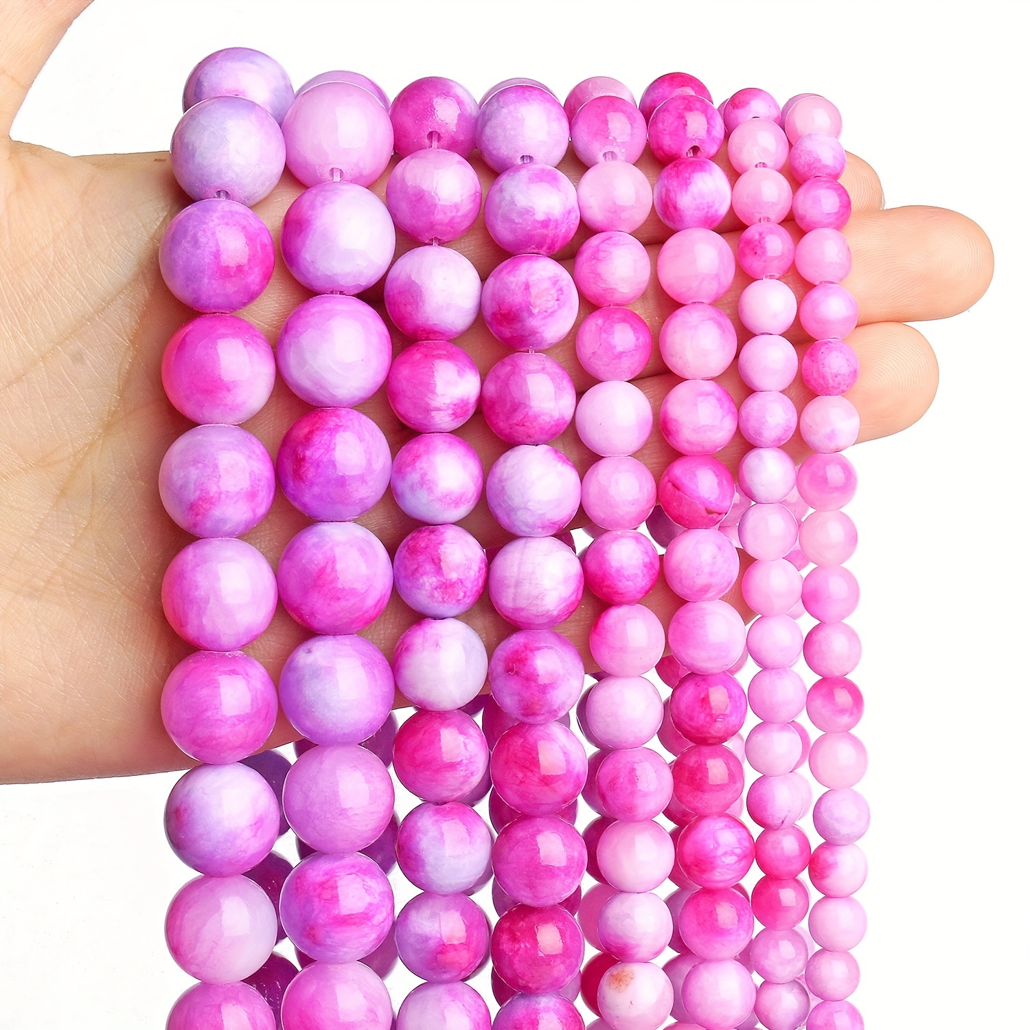 Natural Stone Beads Green Purple Persian Jade Round Loose - Temu