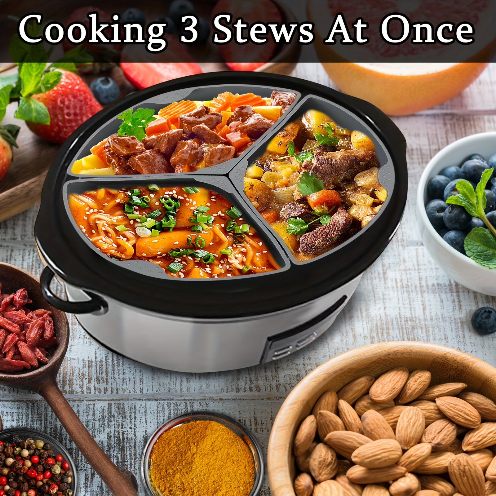 Slow Cooker Divider Silicone Liners, 6 Qt Crockpot and Slow Cookers  Compatible, Cook Two Dishes At Once - Easy Cleanup Dishwasher, BPA Free 6  Quart