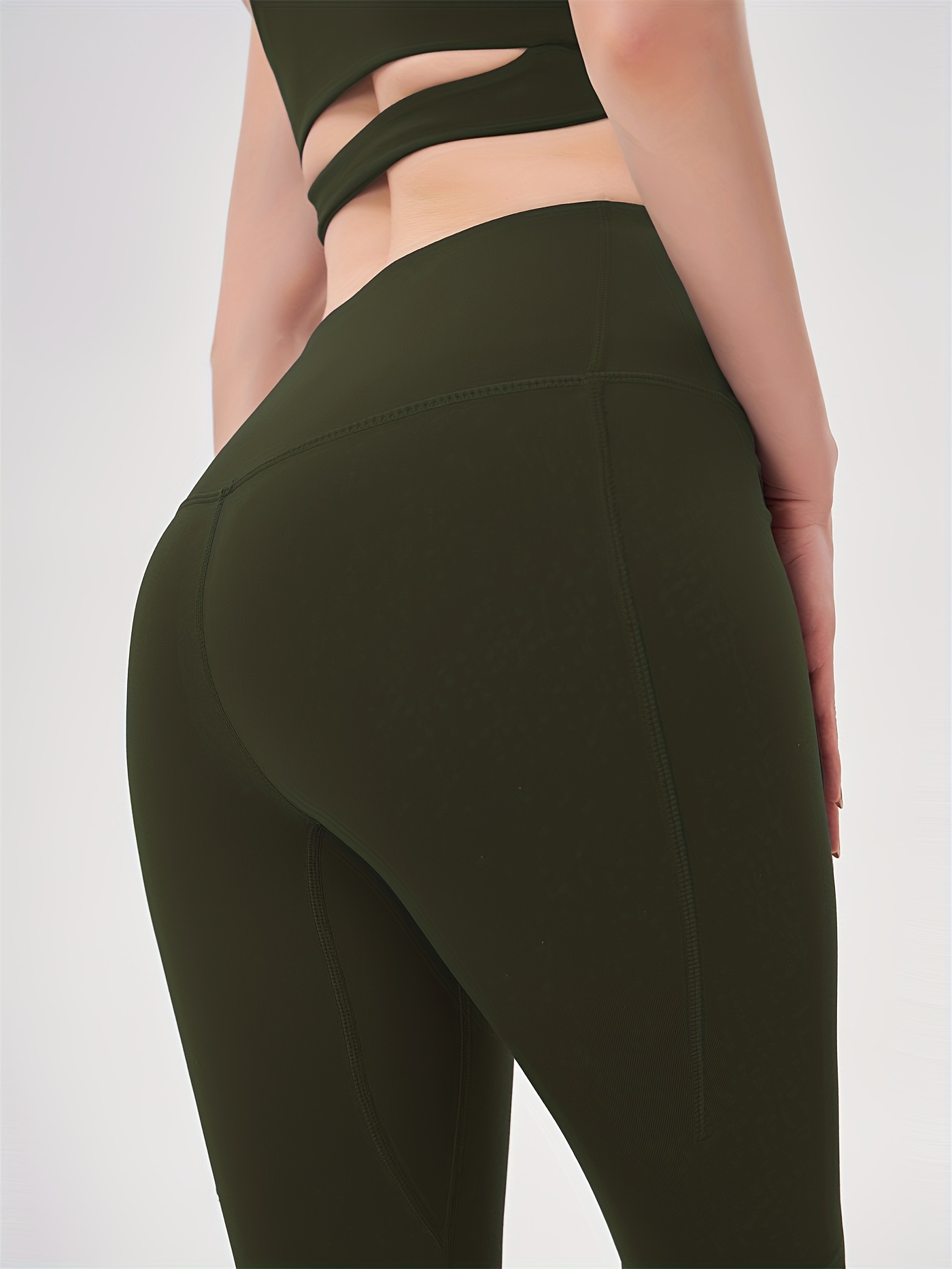 Dark Green Solid Winter Tights