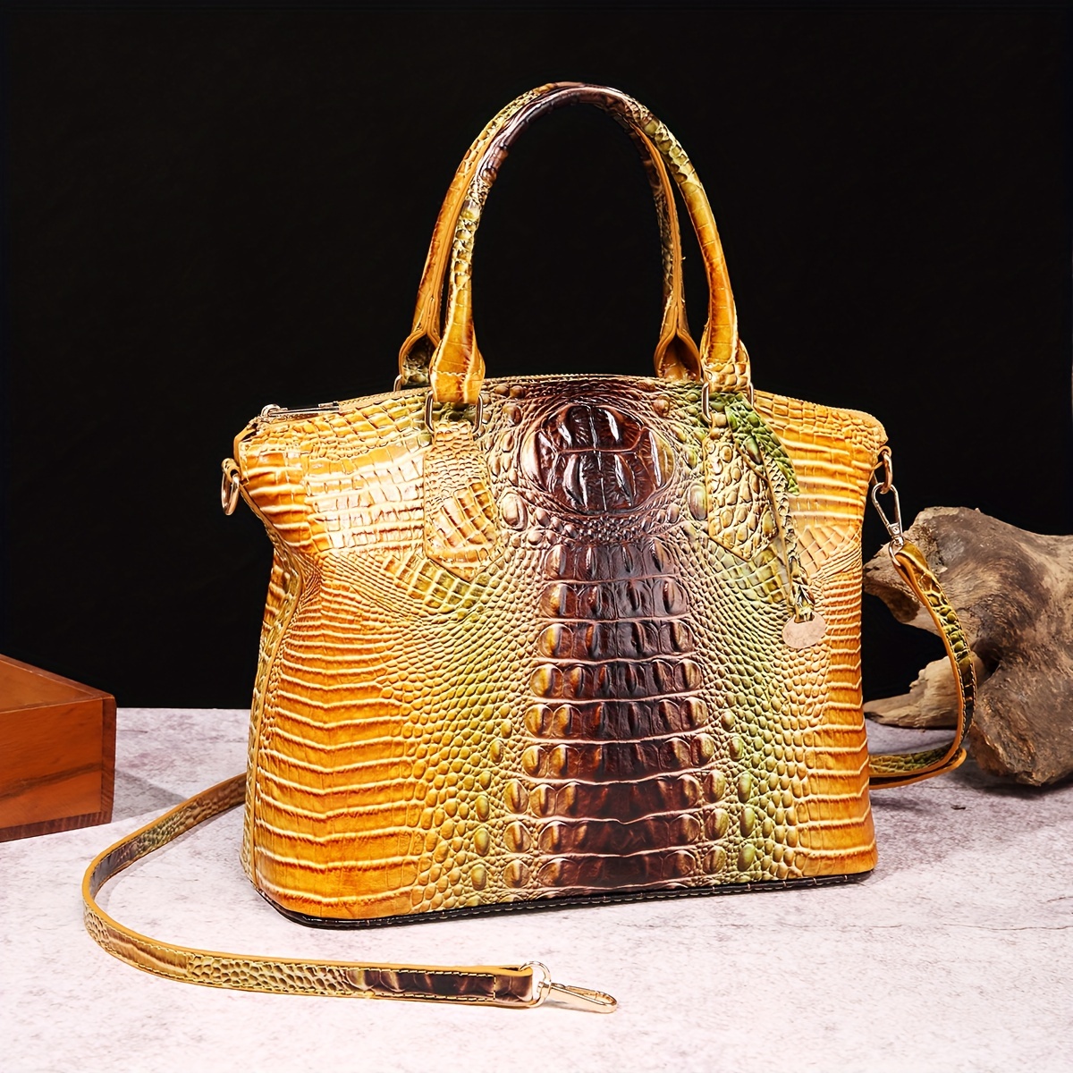 Crocodile Pattern Tote Bag Large Capacity Crossbody Bag Temu