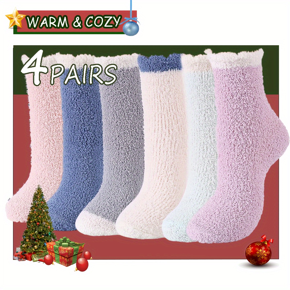 Fuzzy Socks Women Thicker Warm Soft Grips Fleece lined - Temu Canada