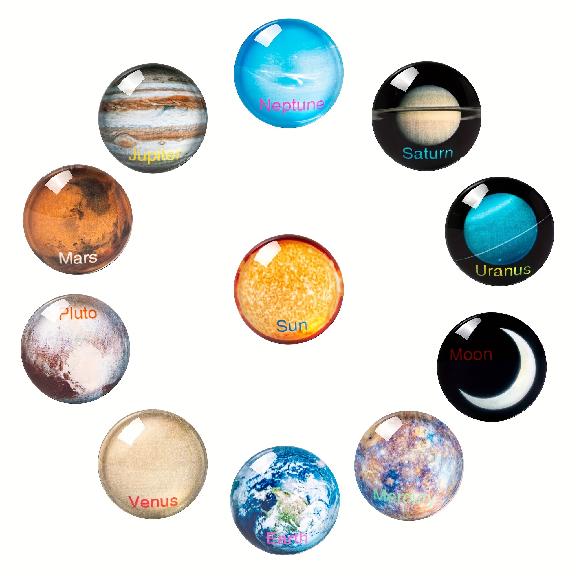 

11pcs, Planet Fridge Magnets Disc Small Strong Glass Refrigerator Sticker For Office Whiteboard Cabinet Locker And Dishwasher